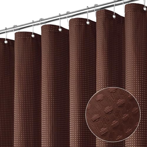 MitoVilla Brown Shower Curtain 72 x 78, Long Fabric Shower Curtains for Modern Luxury Bathroom Decor, Heavy Duty Hotel Cloth Shower Curtains 78 inch Long
