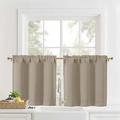 OVZME Solid Short Blackout Curtains