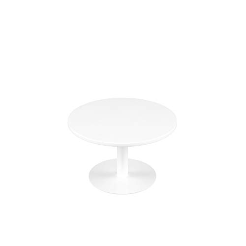 Office Hippo Circular Coffee Table, Sturdy & Stylish Small Table Desk, Laptop Table For Cafe, Coffee Shop or Bar, Versatile Office Table Ideal For Breakroom, 5 Year Guarantee - White / White