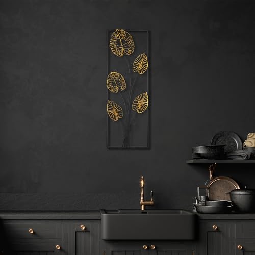 Hand-Painted Decorative Metal Wall Accessory, 32 x 90 cm, 100% Metal (1.5 mm), Unique Design, Perfect for Home Decor, Easy Wall Hanging