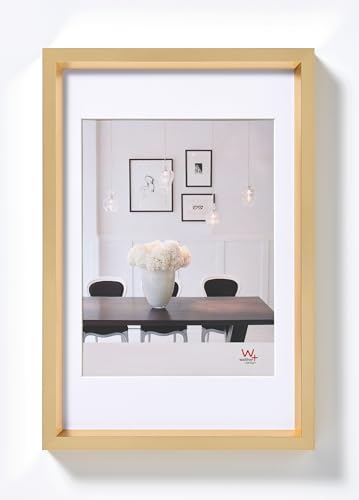 walther design Picture Frame Gold 30 x 45 cm with PassepArtout, Steel Style Plastic Frame ES045G