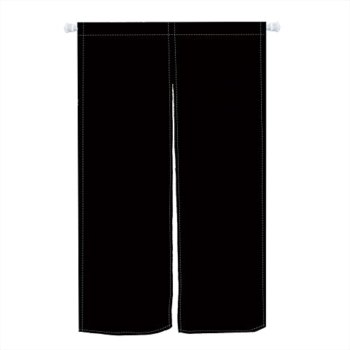 "Leowefowa Japanese Style Doorway Curtain Noren Window Treatment Door Tapestry Pure Black Printed Door Curtain for Privacy Partition Divider Panel Kitchen Home Decorations 33.5"" Width x 59"" Long"
