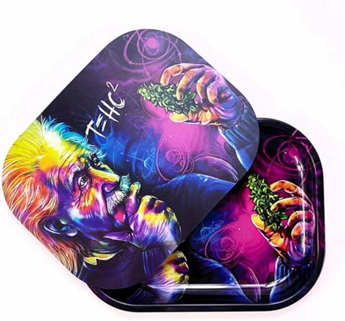 FANVA Rolling Tray with Magnetic Lid - Mini Metal Rolling Tray with Spill Proof Cover - Cute Decorative Tray - Perfect Storage for Home or On-The-Go-Small Size - 7'' x 5.5'', Blue