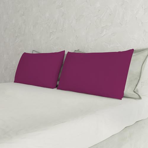 Italian Bed Linen Max Color couple of plain color pillowcases