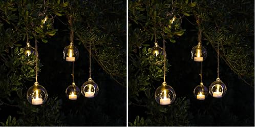 NOMA Glass Bubble Tealight Holders with Remote Controlled Warm White LED's (Set of 6) (Pack of 2)