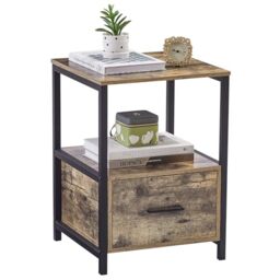 VECELO Bedside Table, End Side Cabinet Nightstand with Large Drawers and Storage Shelf for Bedroom Living Room