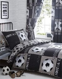 Homespace Direct Back Of The Net Kids Duvet Cover Set Children Reversible Easy Care Football/Soccer Bedding Shoot and Score Bed Linen with Pillowcases - Double
