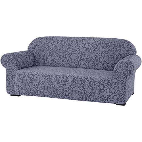 SU SUBRTEX Damask Sofa Cover 1 Piece 1 Seater Stretch Jacquard Cover Set Furniture Protector for Living Room Couch Slipcovers for Kids/Pets(Chair,Grey)