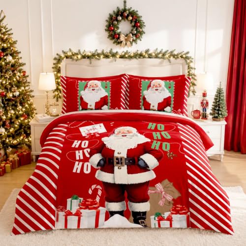 GC GAVENO CAVAILIA Xmas Santa Bedding Single Duvet Cover Set Animal Bedding - Breathable, Lightweight, Reversible Quilt Cover Set - Soft Touch, Christmas Duvet Cover Single With Pillow Case, 135x200cm
