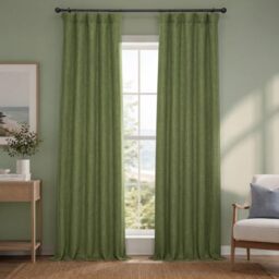 HPD Half Price Drapes Faux Linen Textured Room Darkening Curtains for Bedroom 84 Inches Long (1 Panel), 50W X 84L Curtains for Living Room Home Decor, Tuscany Green