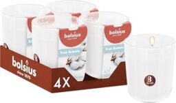 Bolsius - Fresh Cotton - White - Set of 4 Scented Candles - 3.8″ × 3.3″ - Burn time: 45 Hours - with Natural extracts - Natural Vegetable Wax - Palm Oil Free