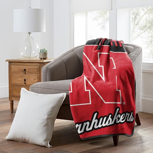 "Nebraska Cornhuskers 46"" x 60"" NCAA Officially Licensed Throw Blanket ??? Super Soft Lightweight Fleece Blanket for Game Day, Dorms, Couch, Travel & Tailgating Comfort"