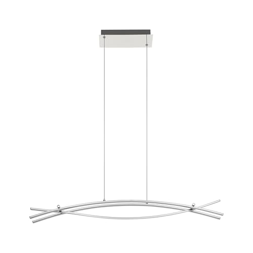 Eglo LED Pendant Light Nevado, 3-Light Hanging Lamp, Suspension Lamp Made of Aluminium and Plastic, Dining Table Light, Hanging Living Room Lamp in Chrome, White