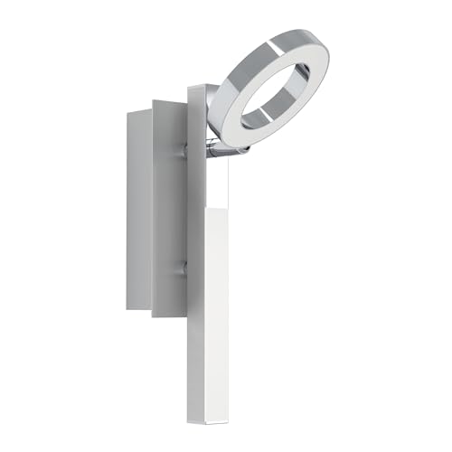 Eglo LED Wall Lamp Cardillo, Wall Light, Wall Spotlight Made of Aluminium, Metal and Plastic, Living Room Lamp in Chrome, LED Hallway Lamp Warm White