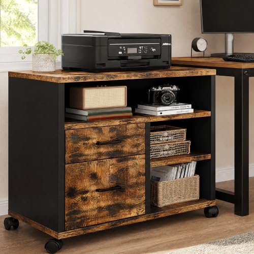 Mobile File Cabinet with 2 Drawers,3 Storage Shelf, Standard Storage