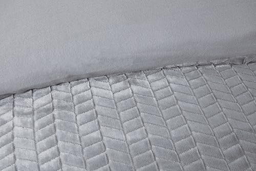 Rapport Home Luxury Chevron Fur Teddy Fleece Duvet Cover Set - King Size, Silver - Faux Fur Zig Zag Textured Bedding