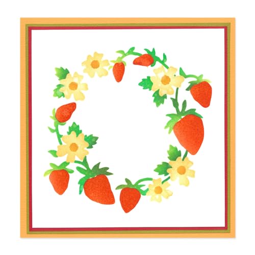 Sizzix Layered Stencils-Strawberry Wreath, White, One Size
