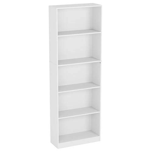 Vida Designs Cambridge 5 Tier Extra Large Bookcase, White Wooden Shelving Display Storage Unit Office Living Room Furniture