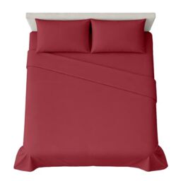 hermet 4-Piece Plain Double Bed Sheet Set, Fitted Sheet, Flat Sheet, 2 Pillowcases 50 x 80 cm, 30 cm Corner, Soft Microfibre, Oekotex Certified, No Iron