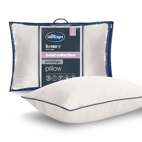 Silentnight Hotel Collection Prestige Pillow - Deeply Filled with Down-Like Ball Fibres - Luxurious Sink-In Bounceback - Brushed Twill Cover - Synthetic Down Alternative Pillow, Hypoallergenic