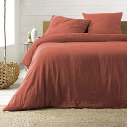 Douceur d'Intérieur, Angelia Terracotta 3-Piece Bedding Set (260 x 240 cm) 1 Cotton and 1 Side Cotton Gauze