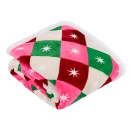 furn. Star Sherpa Throw – Soft Geometric Diamond Check Star Fleece Blanket (Multicolour - 140x180cm)