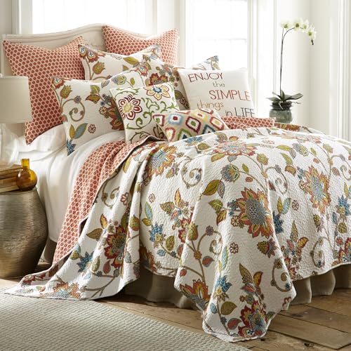 Levtex Clementine Full/Queen Cotton Quilt Set Floral Jacobean Bedding