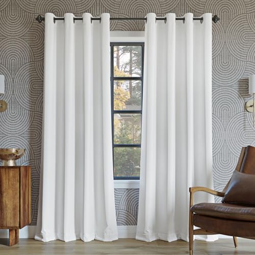 "Sun Zero Nordic 2-Pack Theater Grade Noise Reducing Extreme 100% Blackout Grommet Curtain Panel Pair, 52"" x 54"", White"