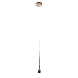 National Lighting BRIA Twisted Black Pendant Cord Ceiling Light with Antique Copper E27 Edison Fitting