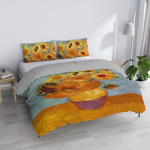 SD49 Double Duvet Cover Set, 100% Cotton, Made in Italy, 250 x 200 cm with Double Flap 50 cm + 2 Pillowcases 50 x 80 cm with Internal Flap, Digital Print
