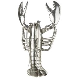 GILDE Lobster Figurine Wall Object Resin Lobster Shape Silver Metallic Look Height 42 cm x Width 25 cm
