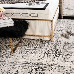 SAFAVIEH Traditional Rug for Living Room, Dining Room, Bedroom - Evoke Collection, Short Pile, in Ivory and Black, 240 x 300 cm