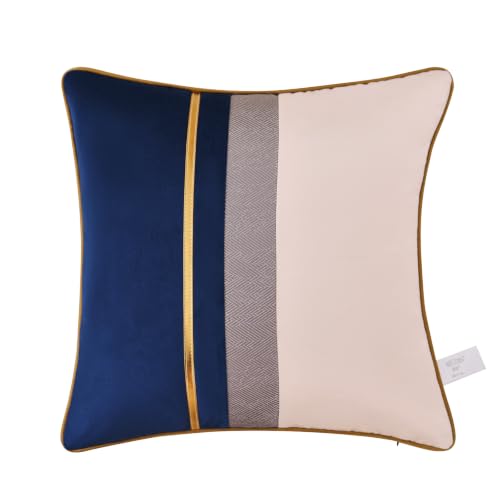 Avigers Blue Gold Velvet Pillow Cover with Hidden Zipper, - Velvet pillow covers hidden zipper soft touch removable cover only couch and chair styling