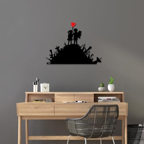 Stylish Decorative Metal Wall Accessory, 52 x 70 cm, 100% Metal (1.5 mm), Black & Red, Easy Wall Mounting, Perfect for Modern Home Decor