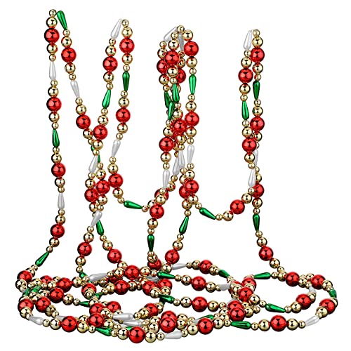 16 ft Christmas Garland Christmas Bead Garland Plastic Bead Christmas Tree Decor Beaded Garland for Xmas Party Supplies Holiday Favors Farmhouse Wall Staircase Fireplace Hanging Ornaments