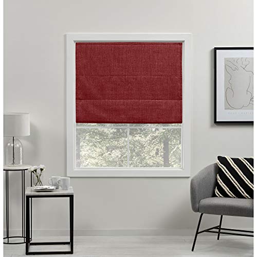 "Exclusive Home Curtains Total Blackout Roman Shade, Polyester, Red, 27"" W X 64"" H"