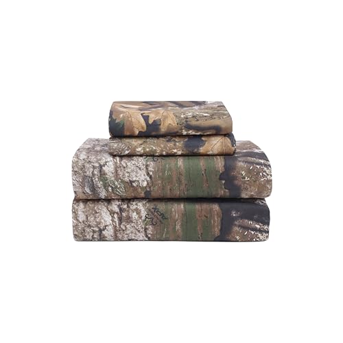 "VISI-ONE Realtree APX Queen Camo 4 Piece Sheet Set – Lightweight, Cooling, Wrinkle-Free Microfiber 15"" Deep Pockets Sheets, Unisex Rustic Western Farmhouse Style Made to Complement All Living Spaces"