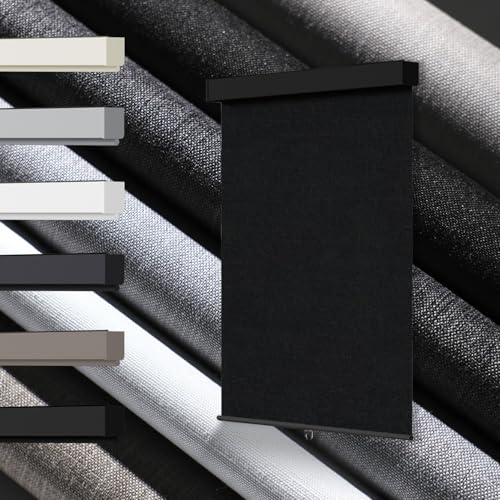 "Blindify Blackout Roller Shades, Cordless Roller Blinds for Windows, Thermal Insulated Fabric Window Shades UV Protection for Home, Office, Bedroom, Door, Black, 22"" W x 72"" H"