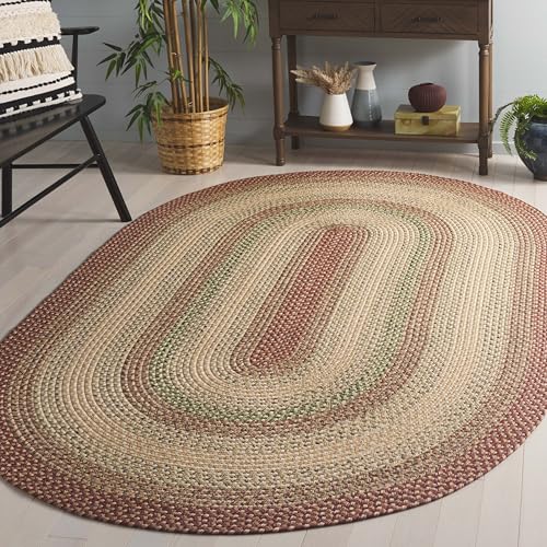 Safavieh Contemporary Rug Living Room, Dining Room, Bedroom - Machine Washable and Reversable - Braided Collection, Short Pile, in Rust and Orange, 150 x 243 cm