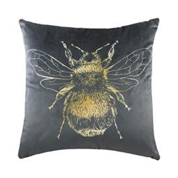 Evans Lichfield Gold Bee Cushion Cover, Polyester, Grey,43 x 43cm
