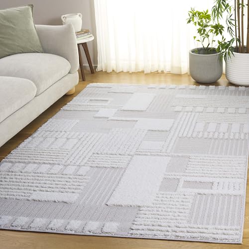 SAFAVIEH Contemporary Rug for Living Room, Dining Room, Bedroom - Trends Collection, Medium Pile, in Beige and Ivory, 91 X 152 cm