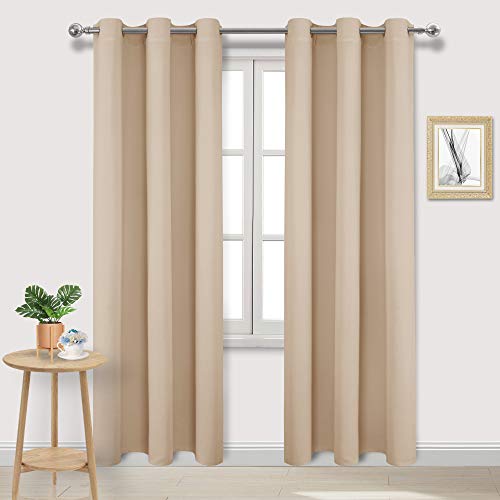 DWCN Beige Curtains 84 Inches, Thermal Insulated Room Darkening Window Drapes for Living Room - 42 x 84 Inches Long, 2 Panels