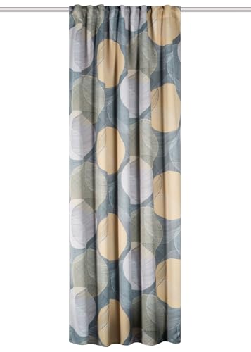 HOME WOHNIDEEN Millan Digital Printed Blackout Curtain, 245 x 135 cm, Multifunctional Band, Colour: Yellow, Size: 245 x 135 cm, Quantity: 1
