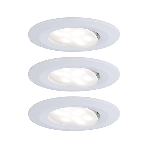 Paulmann 99927 Calla LED recessed luminaire round set of 3 incl. 3x6W IP65 recessed spotlight white matt cabinet light plastic recessed lamp 4000K