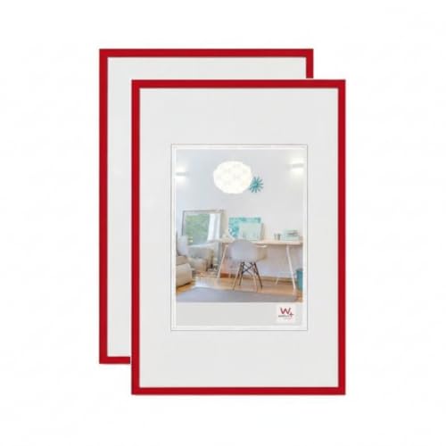 walther design KV130RD Picture Frame, Red, 21 x 29.7 cm, Pack of 2, New Lifestyle Plastic Frame
