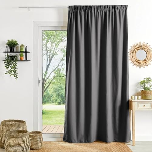 Fire Retardant FR Half-Woven Curtain – Anthracite Grey – 140 x 260 cm – Ruffle Tape – Ready to Hang – Non-Fire Treated Fabric