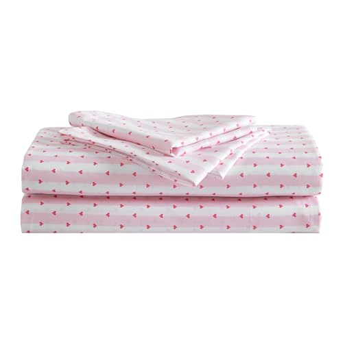 Betsey Johnson - Full Sheets, Silky & Lightweight Bedding, Fade & Wrinkle Resistant (Wonderland Stripe Pink, Full)