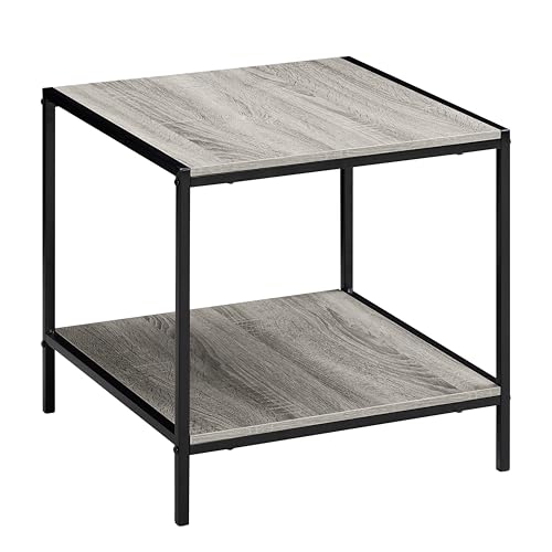 Vida Designs Brooklyn End Table 2-Tier Sofa Side Tables, Bedside Tables with Metal Iron Frame for Living Room, Bedroom, Home Office, Industrial Style (Grey)