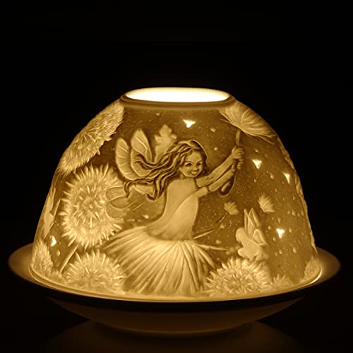 Nordic Light Shade - Fairy and Flower Tealight Holder Plate - Lace Gift Idea - Candle Accessories, White Patterned, One Size