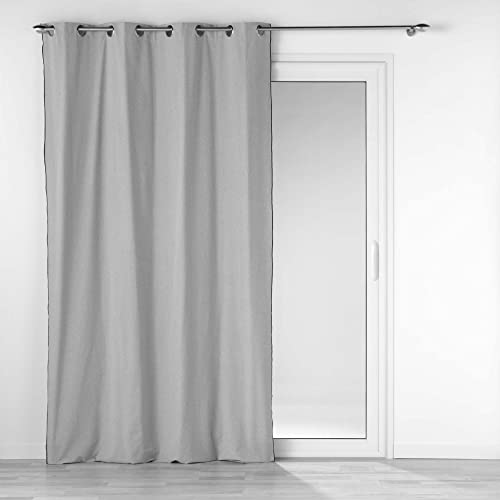 Douceur d'Intérieur Eyelet Curtain 140 x 240 cm Recycled Cotton Plain Mistraline Grey/China